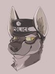  2018 black_nose canid canine canis domestic_dog fur furryfilth german_shepherd herding_dog hi_res mammal multicolored_body multicolored_fur pastoral_dog police_dog police_hat simple_background smile solo yellow_eyes 