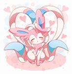  &lt;3 ambiguous_gender big_ears blowing_kiss blush bow daww eeveelution eyes_closed fur kissing looking_at_viewer nell_two nintendo pink_body pink_fur pok&eacute;mon pok&eacute;mon_(species) pose ribbons sitting solo sylveon video_games white_body 