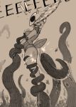  ! 2020 anthro arthropod bound breasts butt dialogue digital_media_(artwork) female godseeker grey_background hi_res hollow_knight insect monochrome napalm_express simple_background spanking surprise team_cherry tentacles text video_games 