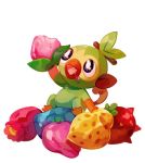  2019 berry black_eyes blue_berry bodily_fluids drooling fangs food fruit fur green_body green_fur grookey leaf mammal nintendo open_mouth orange_body orange_fur pink_berry plant pok&eacute;mon pok&eacute;mon_(species) primate red_berry saliva shiranova tongue video_games yellow_berry yellow_body yellow_fur 