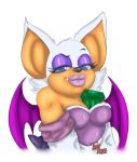  2019 alpha_channel anthro armwear bare_shoulders black_nose blue_eyes breasts chaos_emerald chiropteran cleavage clothed clothing digital_media_(artwork) elbow_gloves eyebrows eyeshadow fangs female front_view fur gem gloves hair half-closed_eyes half-length_portrait handwear hi_res lips lipstick looking_at_viewer makeup mammal membrane_(anatomy) membranous_wings narrowed_eyes portrait purple_eyeshadow purple_lipstick raised_eyebrow rouge_the_bat skinsuit solo sonic_the_hedgehog_(series) tan_body tan_skin tangybutts thick_lips tight_clothing white_body white_fur white_hair wings 