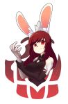  1girl animal_ears bangs black_gloves blush breasts bunny_ears bunny_girl closed_mouth commission crown elbow_gloves eyebrows_visible_through_hair fizintine gloves highres large_breasts long_hair looking_at_viewer mechanical_arm original red_eyes red_hair single_glove solo swept_bangs upper_body 