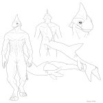1:1 animal_genitalia atlaua_(character) cetacean dolphin fin genital_slit genitals hi_res kzo_arts male mammal marine merfolk monochrome oceanic_dolphin orca scar solo split_form toothed_whale whale_tail