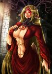  1girl absurdres blonde_hair bluewolfartista breasts character_request claws deer demon_horns evil_smile extra_eyes fingernails highres horns large_breasts long_fingernails long_hair mature_female monster_girl no_pupils red_eyes scp-4231 scp-4231-a scp_foundation smile speedpaint very_long_fingernails very_long_hair 