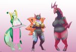 after_transformation anthro apron apron_only baking_tray big_breasts breast_growth breasts canid canine canis clothing colored diethyl expansion female fur gender_transformation generation_5_pokemon green_body group growth hand_on_breast hand_on_face happy hi_res mammal mind_alteration mtf_transformation nintendo pokemon pokemon_(species) red_body scolipede sequence serperior slightly_chubby species_transformation surprised_expression tail tail_growth thick_thighs thigh_expansion torn_clothing transformation translucent trio volcarona white_body white_fur wing_growth wings wolf