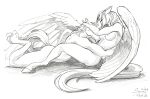 anthro breasts duo equid equine feathers female hooves horse hug kissing love lying male mammal mythological_creature mythological_equine mythology nipples nude pegasus pinup pose romantic steven_saidon sunny_way sunny_way_(character) traditional_media_(artwork) wings
