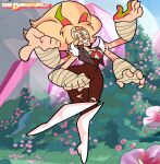 2_horns 4_arms alien alien_humanoid bandage bandaged_arm boots cartoon_network clothed clothing fan_character fangs female fire_opal_(gem) fire_opal_(thediamond637) footwear fully_clothed fusion gem gem_(species) gem_fusion hair hi_res horn horned_humanoid humanoid jasper_(steven_universe) multi_arm multi_limb not_furry opal_(gem_species) pearl_(steven_universe) smile solo steven_universe style_emulation style_parody teeth thediamond637 toony topwear vest