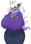 absurd_res anthro big_breasts blush breasts female fur generation_8_pokemon grey_body grey_fur hi_res hisuian_form hisuian_zoroark huge_breasts hyper hyper_breasts inake nintendo nipples pokemon pokemon_(species) purple_body purple_fur purple_nipples regional_form_(pokemon) solo twilissa_(ruggywuggy/rug) white_body white_fur yellow_eyes