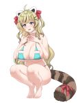  absurdres aningay blonde_hair breasts florida_bikini highres indie_virtual_youtuber large_breasts long_hair looking_at_another tail thick_thighs thighs very_long_hair white_background 