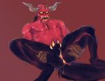 anthro anus bodily_fluids demon drooling fire genitals gynomorph hi_res horn human humanoid intersex lava male mammal muscular mythological_creature mythology pussy red_body reptile saliva scalie solo spooky_month tail xperhant
