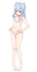  absurdres aningay blue_hair breasts commentary_request florida_bikini highres indie_virtual_youtuber korean_commentary legs red_eyes small_breasts stomach thighs white_background 