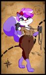  anthro biped bottomwear bow breasts cleavage clothed clothing female fifi_la_fume hi_res hidden-cat mammal map mephitid pants skunk solo standing tiny_toon_adventures warner_brothers whip wide_hips 