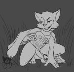  absurd_res anthro batartcave biped black_and_white erection fan_character fluffy genitals hi_res league_of_legends male mammal monochrome neck_tuft nude penile penis riot_games size_difference solo teemo_the_yiffer tuft video_games yordle 