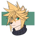  alternate_species anthro blonde_hair canid canine canis cloud_strife domestic_dog ear_piercing ear_ring final_fantasy final_fantasy_vii furrification green_eyes hair jwinkz male mammal piercing solo square_enix video_games 