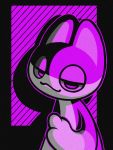  2019 3:4 3_fingers animal_crossing anthro coof countershade_face countershade_torso countershading domestic_cat felid feline felis fingers grainy half-closed_eyes half-length_portrait hi_res looking_at_viewer male mammal narrowed_eyes nintendo paws portrait punchy_(animal_crossing) purple_theme restricted_palette solo toony video_games 