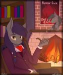  anthro bat_pony bookshelf daxhie equid female fireplace furniture hi_res mammal my_little_pony smoking_pipe solo 