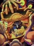  6+boys absurdres commentary_request darmani deku_(zelda) deku_link goron gyorg highres link majora_(zelda) male_focus mask mikau moon moon_children multiple_boys nasagina odolwa pointy_ears puppet_show puppet_strings red_hair skull_kid the_legend_of_zelda the_legend_of_zelda:_majora's_mask young_link zora 