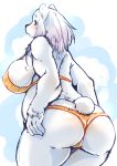  2020 anthro big_breasts bikini blush breasts butt clothed clothing female fur hair kemono mammal polar_bear rear_view setouchi_kurage side_boob solo swimwear ursid ursine white_body white_fur white_hair 