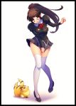  abiko_yuuji agent_aika black_delmo breasts cosplay crossover inuyasha jacket sango 