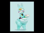  animal_crossing anthro belly big_belly big_butt blue_body blue_fur blush butt cake deep_navel eating female flat_chested food francine_(animal_crossing) fur huge_butt huge_thighs lagomorph leporid letterbox licking licking_lips mammal navel nintendo obese obese_female overweight overweight_female qaoxia rabbit smile solo thick_thighs tongue tongue_out video_games wide_hips 