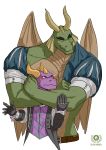  activision anthro blush clothing couple_(disambiguation) don_nero dragon duo hi_res horn hug love male male/male muscular nestor_(spyro) size_difference smile spyro spyro_the_dragon video_games wings 