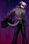 2026 abstract_background absurd_res anthro athletic athletic_anthro athletic_male aura badger black_bottomwear black_clothing black_hair black_jacket black_pants black_topwear blue_eyes bodily_fluids bottomwear butt clothed clothing collar digital_drawing_(artwork) digital_media_(artwork) hair heart_eyes heart_symbol hi_res holding_clothing holding_jacket holding_object holding_topwear jacket leather leather_bottomwear leather_clothing leather_jacket leather_pants leather_topwear looking_at_viewer looking_back male mammal metal_chain multicolored_hair mustelid musteline pants short_hair smile solo standing sweat sweatdrop sweaty_arms sweaty_back tail topless topless_male topwear white_hair za-owl zaul_(za-owl)