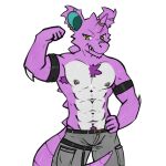 1:1 2026 abs anthro arm_spikes armband armpit_hair armpit_tuft arvo_(artist) back_spikes belly belt big_tail black_belt body_hair bottomwear cargo_pants chest_hair chest_tuft claws clothed clothing ear_piercing ear_scar elbow_spikes facial_hair facial_scar fangs flexing flexing_bicep garter_straps generation_1_pokemon goatee green_inner_ear grey_belly grey_body grey_bottomwear grey_chest grey_clothing grey_nipples grey_pants grey_scales hand_on_hip horn horn_jewelry horn_ring jewelry male muscular muscular_anthro muscular_male navel nidoking nintendo nipple_piercing nipple_ring nipples pants pecs piercing pockets pokemon pokemon_(species) pubes purple_armpit_hair purple_body purple_ears purple_horn purple_scales purple_spikes purple_tail raised_arm ring_(jewelry) ring_piercing scales scar segmented_tail simple_background solo spikes spikes_(anatomy) tail teeth topless topless_anthro tuft white_background white_claws yellow_eyes