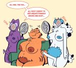 absurd_res big_breasts big_nipples big_penis bodily_fluids breasts canid canine canis chihuahua dalmatian dialogue domestic_dog english_text erection female fox freckles furniture furryblued0g genderfluid_(lore) genital_fluids genitals group gynomorph hi_res hypnosis intersex mammal mask mind_control nipples penis precum pubes red_fox scar scientist speech_bubble spiral text toy_dog trans_(lore) trans_woman_(lore) trio true_fox worship
