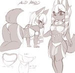  all_fours anthro anubis blasticussaturn butt clothed clothing deity egyptian_mythology female hi_res looking_at_viewer looking_back middle_eastern_mythology monochrome mythology panties simple_background skimpy solo underwear 