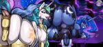 absurd_res albinion anatomically_correct anatomically_correct_genitalia anatomically_correct_vulva animal_genitalia animal_vulva anus big_butt big_teats blue_body blue_hair bodily_fluids butt clothed clothing cutie_mark digital_media_(artwork) duo equid equine equine_anus equine_genitalia equine_vulva feathered_wings feathers female female/female female_feral feral friendship_is_magic genitals hair hasbro hi_res horn horse incest_(lore) legwear mammal my_little_pony mythological_creature mythological_equine mythology open_mouth pony princess_celestia_(mlp) princess_luna_(mlp) puffy_anus sibling_(lore) sister_(lore) sisters_(lore) tail teats vulva white_body winged_unicorn wings