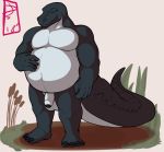  anthro apoetofthefall belly croc crocodile crocodilian crocodylid foreskin male muscular obese overweight overweight_male reptile scalie swamp 