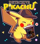  &lt;3 2019 beverage clothing coffee cup detective_pikachu dipstick_ears eyes_closed hat_only headgear headwear hi_res mostly_nude multicolored_ears nintendo open_mouth pictographics pikachu pok&eacute;mon pok&eacute;mon_(species) pok&eacute;mon_detective_pikachu signature solo speech_bubble video_games woofzilla yellow_body 