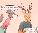  2020 anthro antlers beastars brown_body brown_fur canid canine canis cervid comic dialogue duo eden_fries english_text fur hi_res horn juno_(beastars) looking_at_another louis_(beastars) mammal speech_bubble text wolf 
