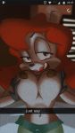  anthro authorialnoice big_breasts breasts clothing female gloves hair half-closed_eyes handwear holding_breast julie_bruin lipstick looking_at_viewer makeup mammal narrowed_eyes nipples red_hair red_hare seductive snapchat solo tiny_toon_adventures ursid warner_brothers 