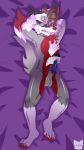  absurd_res anthro armpit_hair balls blush body_hair canid canine canis dakimakura_design digital_drawing_(artwork) digital_media_(artwork) erection fox fur genitals ghost_hands hair hi_res josendall_art looking_at_viewer male mammal masturbation nude paws penis red_eyes shadow_(josendall) simple_background solo wolf 