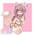  1:1 angel_(plushie_littlepaws) animate_inanimate anthro bodily_fluids braided_hair canid canine canis collar cute_eyes domestic_dog female hair harness hi_res lactating living_plushie mammal plushie plushie_littlepaws pomsky seam_(sewing) slightly_chubby solo tag_(sewing) 