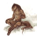  anthro clothed clothing equid equine horse kenket male mammal pose shinigamigirl simple_background sitting solo 