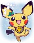  2017 ambiguous_gender baby_pok&eacute;mon bell dipstick_ears mistletoe multicolored_ears musical_note nintendo open_mouth open_smile pichu plant pok&eacute;mon pok&eacute;mon_(species) scarf signature smile snow solo video_games woofzilla yellow_body 