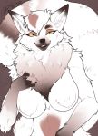  2020 bedroom_eyes blokfort breasts canid canine featureless_breasts female fox fur furred_nipples mammal narrowed_eyes naturally_censored nipple_tuft nude seductive smile solo tuft white_body white_fur yellow_eyes 