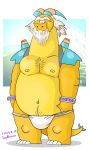  2020 anthro asian_clothing belly clothing dragon east_asian_clothing fundoshi hi_res japanese_clothing kemono male moobs navel nipples overweight overweight_male solo toukurou underwear yellow_body 