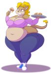  absurd_res alpha_channel anthro breasts cleavage clothed clothing cutlery felid female food fork goblinhordestudios hi_res kitchen_utensils lion mammal overweight pancake pantherine solo tools 