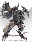  2020 3:4 anthro armor biceps claws clothed clothing digimon digimon_(species) digital_media_(artwork) hair headgear helmet hi_res male muscular muscular_male open_mouth pecs scalie sharp_teeth simple_background solo taran_fiddler teeth wargreymon white_background 