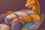  2019 anthro anthrofied balls barely_contained bulge charizard clothed clothing crossdressing dragon genitals hi_res lingerie male nintendo penis pok&eacute;mon pok&eacute;mon_(species) pullmytail solo vein video_games 
