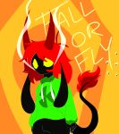  absurd_res anthro arthropod black_body black_fur bovid caprine clothing ears_down fur goat green_clothing hair hi_res hoodie horn insect male mammal pinkeyesoda pivoted_ears red_hair solo topwear yellow_eyes 