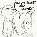  1:1 annoyed annoyed_expression anthro belly canid canine dialogue disney duo female fox judy_hopps lagomorph leporid male male_pregnancy mammal nick_wilde pregnant rabbit unknown_artist zootopia 