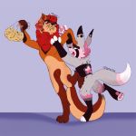  anthro canid canine canis collaboration cookie deelohial domestic_dog food hi_res kaltt kaltt_deelohial lagomorph leporid lined lynxon mammal rabbit shadow steal 