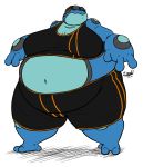  amphibian anthro belly belly_overhang big_belly big_breasts bottomwear breasts clothing eddy_okapi eyewear female frog goggles navel nintendo obese obese_female overweight overweight_female pok&eacute;mon pok&eacute;mon_(species) seismitoad signature simple_background solo thick_thighs toad_(frog) topwear video_games wide_hips 