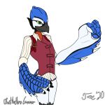  1:1 anthro avian beak bird blue_jay corvid fan_character hi_res hybrid jay_(bird) new_world_jay rito_inspired wings 