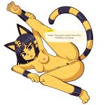  1:1 alpha_channel animal_crossing ankha_(animal_crossing) anklet blue_body blue_fur bracelet breasts english_text felid feline fur genitals hi_res izuthree jewelry mammal nintendo nude pussy simple_background text transparent_background video_games yellow_body yellow_fur 