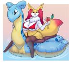  2020 alcohol anthro beverage big_breasts bikini braixen breasts canid clothing cocktail dipstick_tail fan_character female fur hi_res holding_drink holding_object inflatable inner_ear_fluff lapras lavenderpandy looking_at_viewer mammal marine multicolored_tail nintendo open_mouth pok&eacute;mon pok&eacute;mon_(species) pool_float red_body red_eyes red_fur ribbons seraphine_(roflfox) sitting solo stick swimwear tuft video_games water white_body white_fur yellow_body yellow_fur 